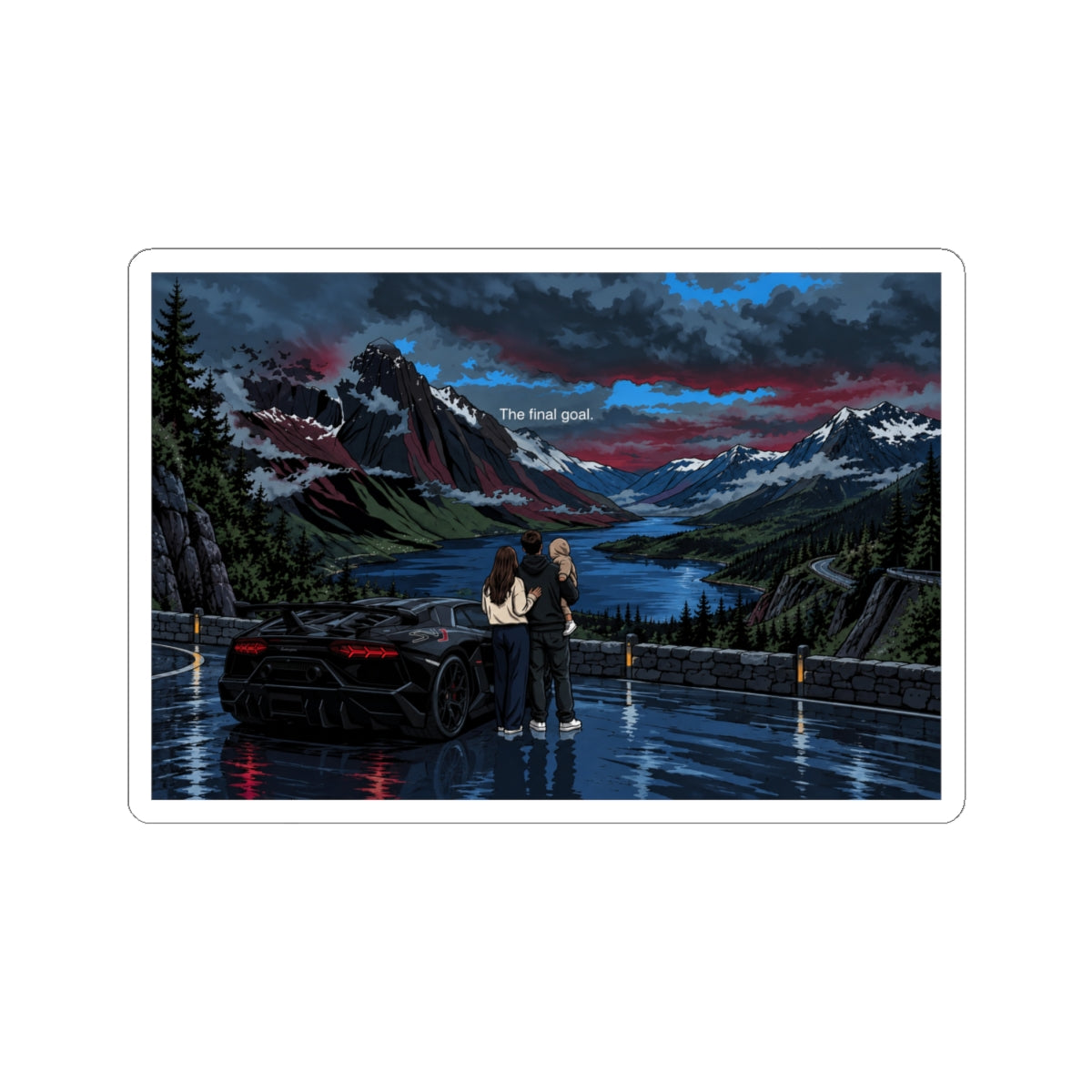 Moonlit Lake Sticker